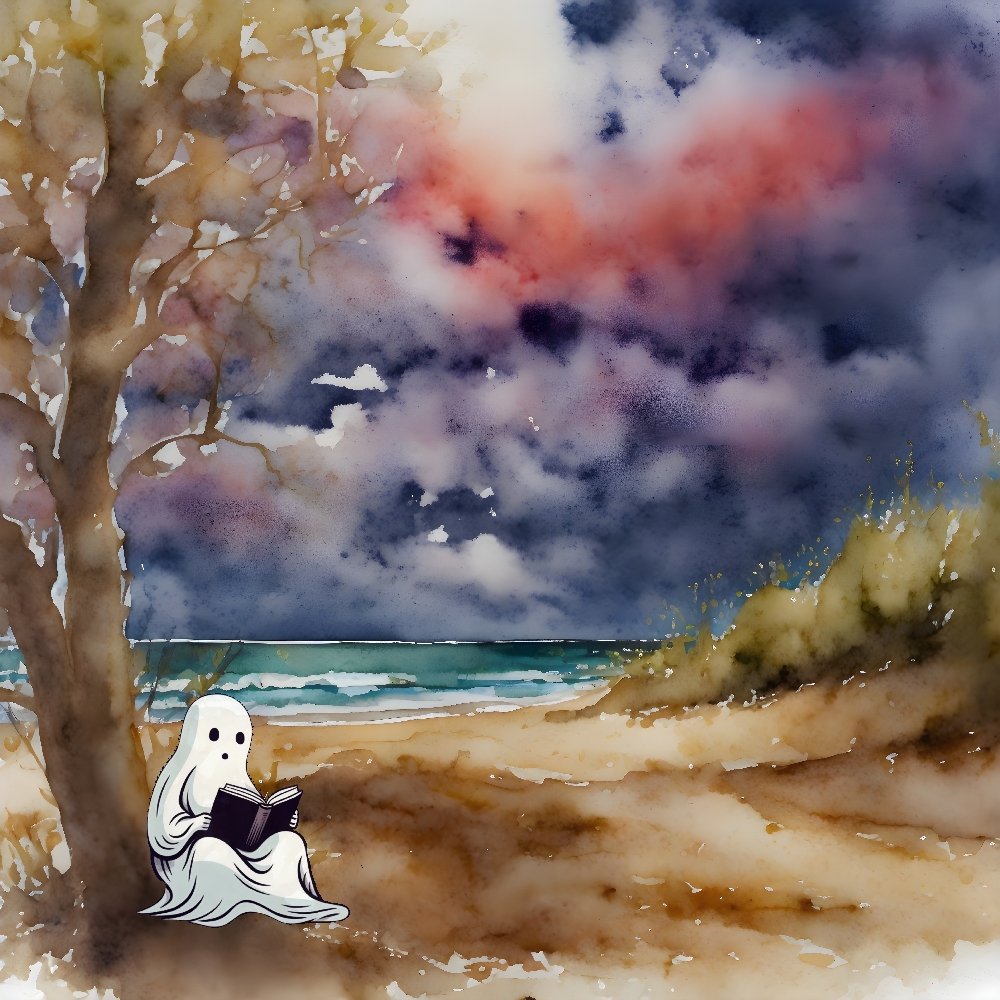 Ghost Reading A Book At The Beach